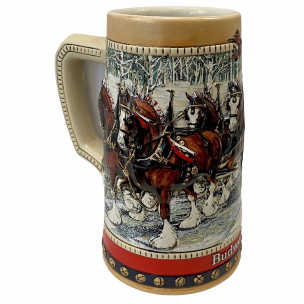 Vintage 1988 Budweiser Christmas Clydesdale Stein